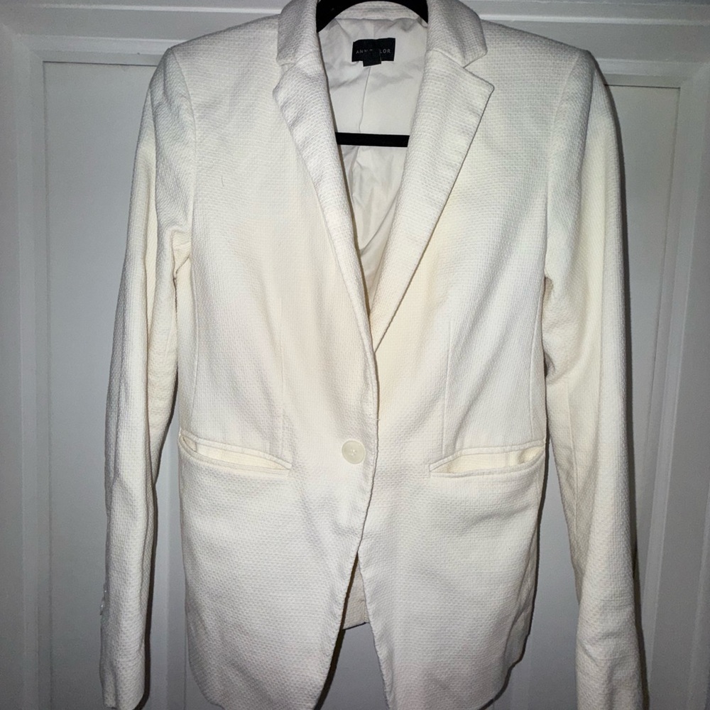 Ann Taylor Cream Textured Blazer